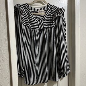 Savanna Jane Black and White Striped Blouse